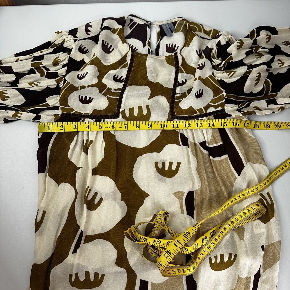 Blank London Blouse Womens XS Brown White Floral Long Sleeve Boho Top Neutral - Picture 9 of 14